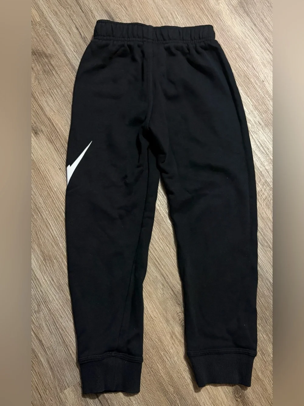 Nike - Black Sweatpants with White Nike Swoosh Logo - Size Large 6/7